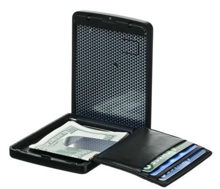 The iWallet opens with a biometric fingerprint reader.