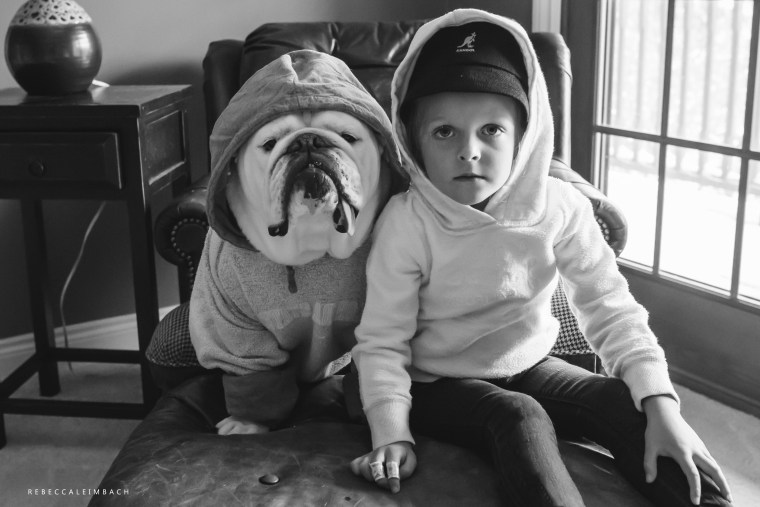 Harper and Lola going gangsta in their hoodies.