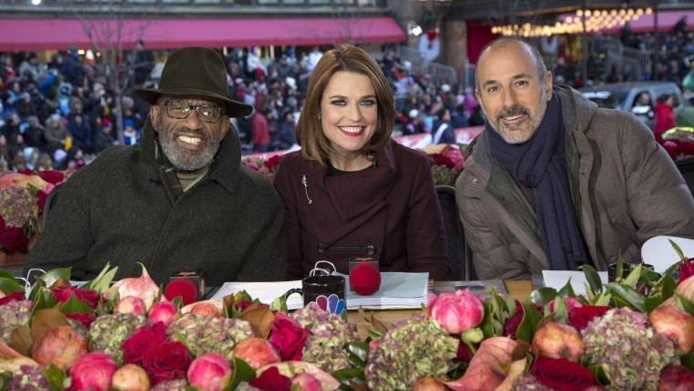 Matt Lauer with Savannah Guthrie and Al Roker at the Thanksgiving Day Parade.