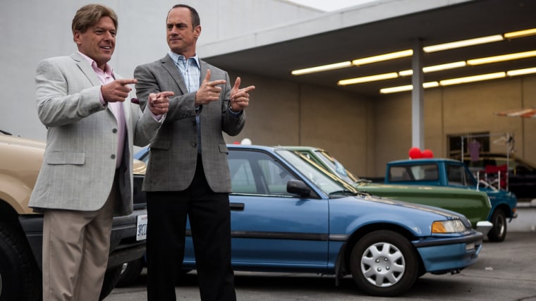 Christopher Meloni and Dean Norris play the owners of a suburban car dealership in the '90s in \"Small Time.\"