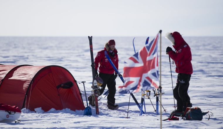 Princy Harry walks around his team's camp in Antarctica.