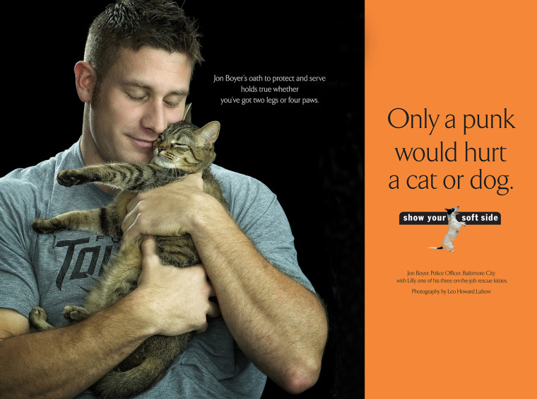 The ad that starred Jon Boyer with Lilly, one of his rescue kittens.