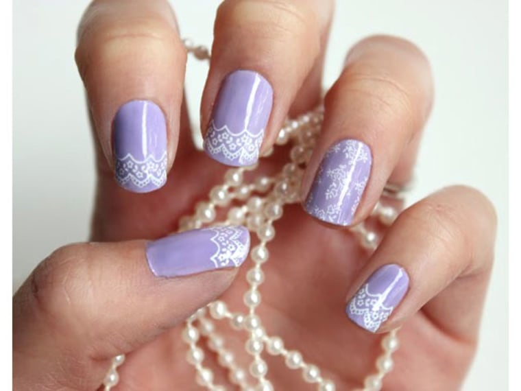 Pearls and Lace nail art