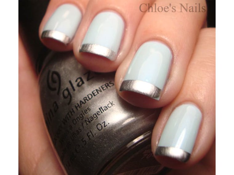 Baby Blue Tips Nail Art