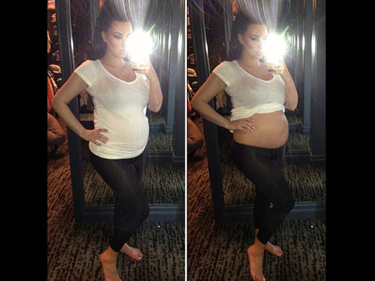 Kim Kardashian Reveals Bare Pregnant Belly on Instagram