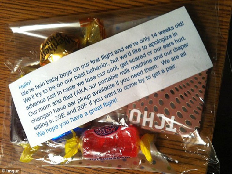 Parents of Twins Offer Passengers Candy on Plane