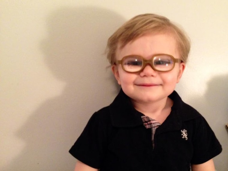 Garrett, 2, was born with cataracts in both eyes.