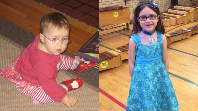 Zoe Zawistoski (at age two, and today)