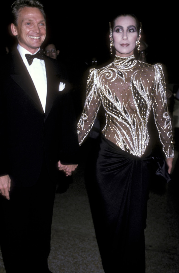Designer Bob Mackie and Cher attend The Metropolitan Museum's Costume Institute Gala Exhibition of \"Costumes of Royal India\" on December 9, 1985.