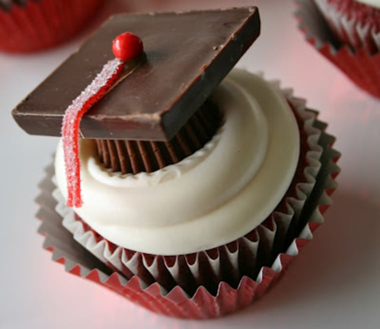 Graduation cap cupcake toppers