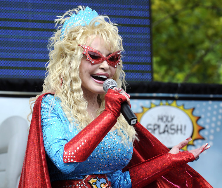 Dolly Parton appears as \"Splash Woman\" as Dollywood Splash Country announces the addition of a new attraction in Pigeon Forge, Tenn. on Saturday, June...