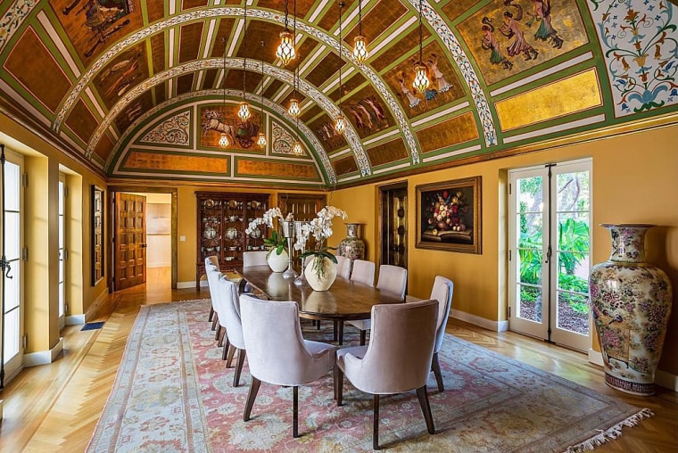 Painted and gold-leaf ceilings adorn the mansion made famous by the movie \"Scarface.\"