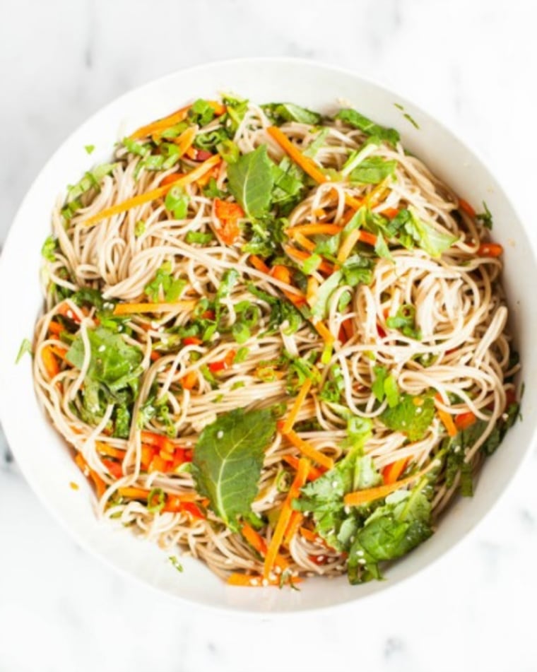 Soba noodle salad with rainbow vegetables