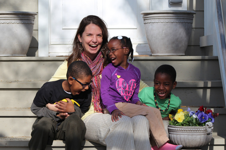 Deb Steiner and her kids Seth, 6, Leah Grace, 5, and Zechariah, 8.