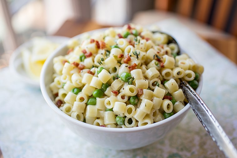 Summer macaroni salad with lemon-thyme dressing