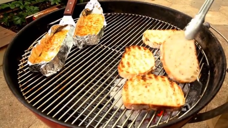 Grilling cheese and bread