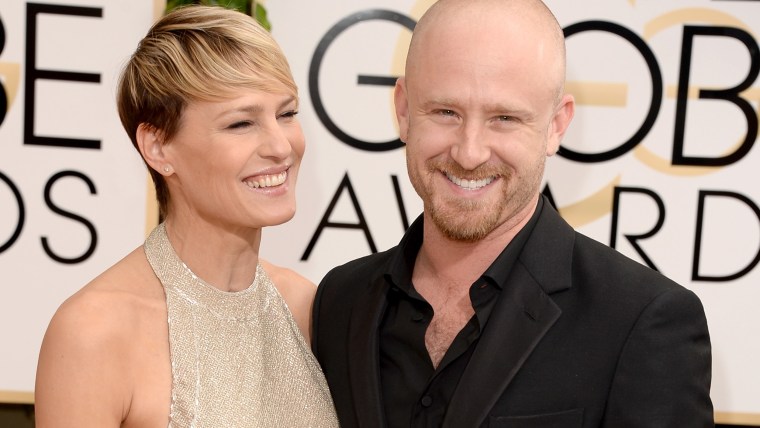 BEVERLY HILLS, CA - JANUARY 12:  Actors Robin Wright (L) and Ben Foster attend the 71st Annual Golden Globe Awards held at The Beverly Hilton Hotel on...