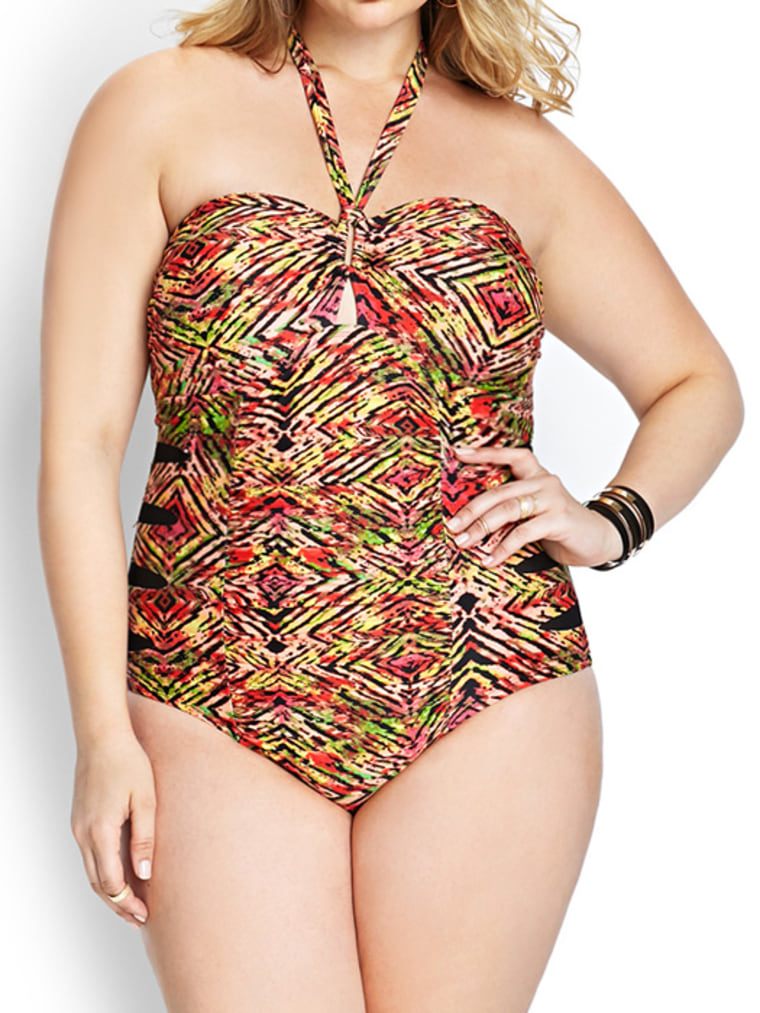 Plus Size Wild Summer One Piece Cutout Swimsuit