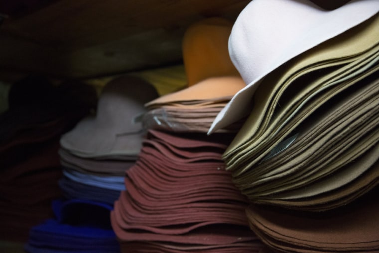 Hat forms in Twena's factory, the basis for a handmade hat.