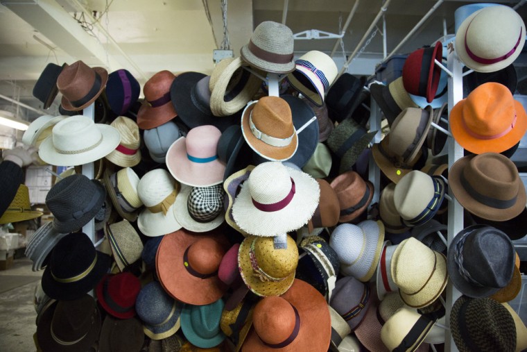 Hats in Twena's factory.