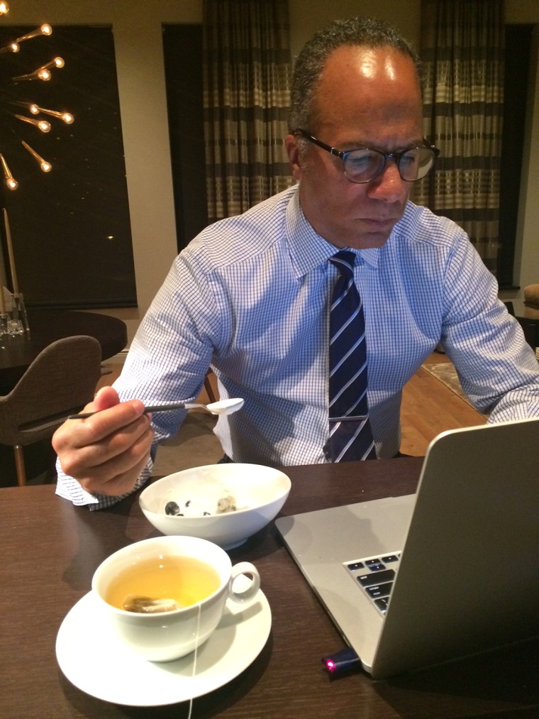 Lester Holt checks out the morning news