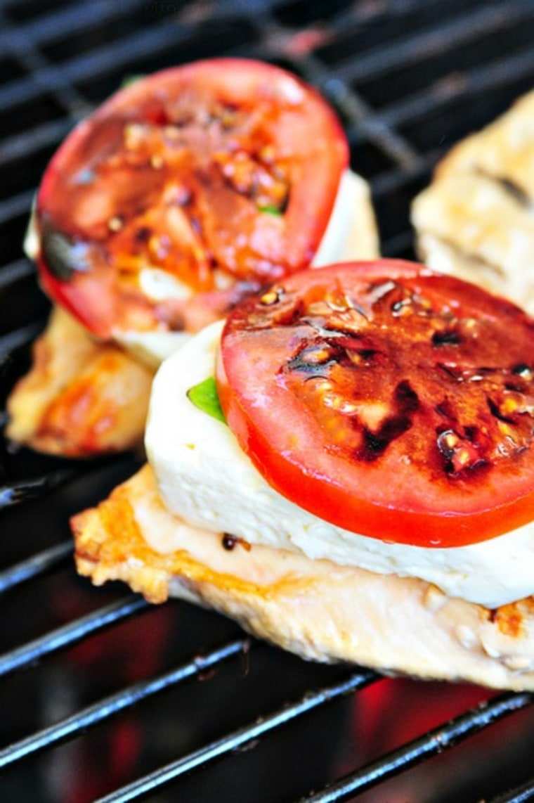 Caprese grilled chicken with balsamic reduction