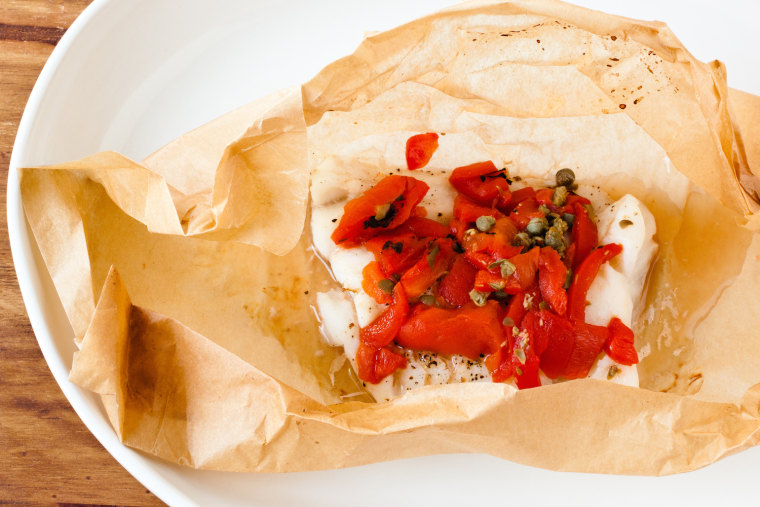Parchment-roasted Mediterranean fish fillets