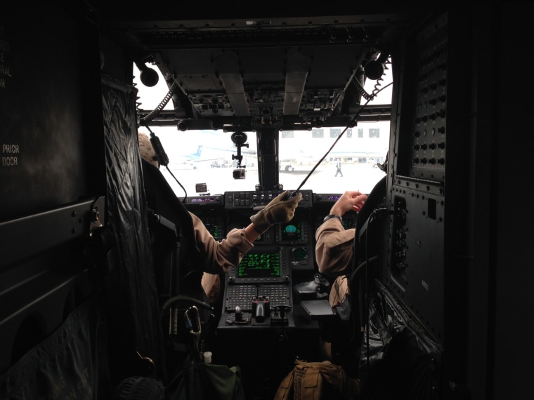 Inside the cockpit.