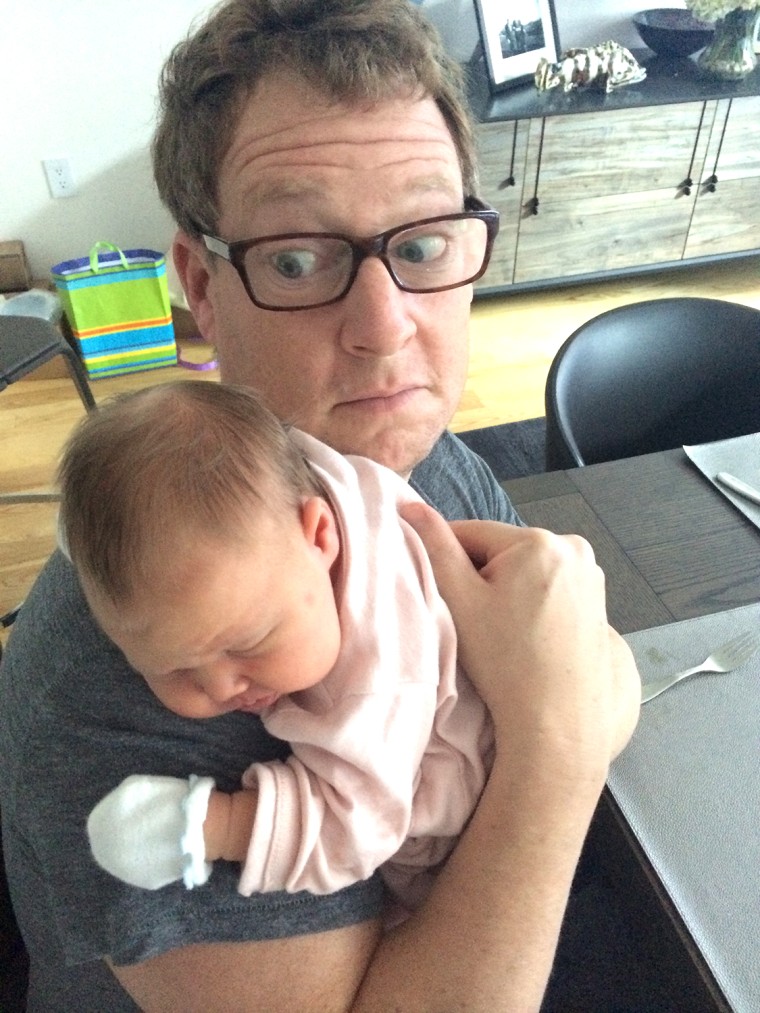 Did that sound just come out of that sweet little baby? Mike Feldman shares a moment with daughter Vale.