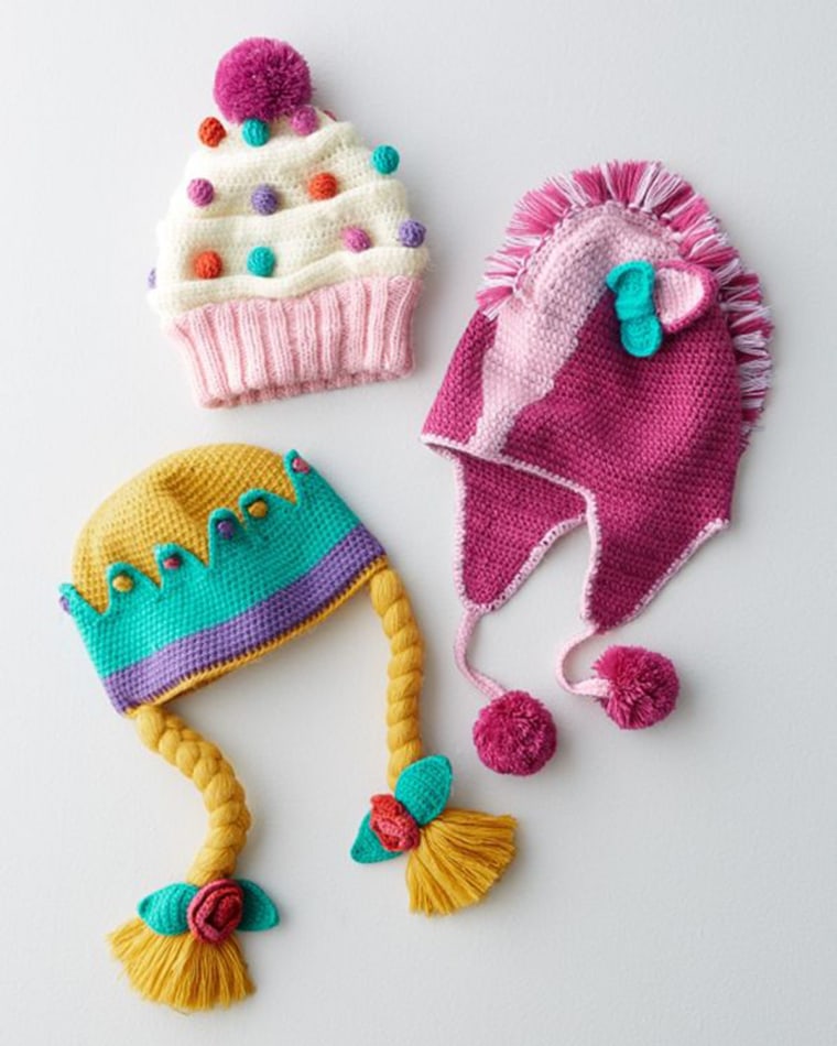 Image: Crocheted hats by Garnet Hill.