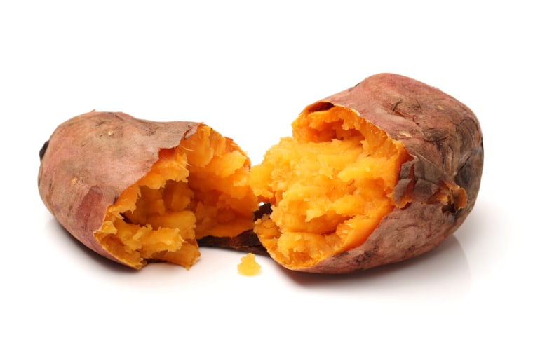 roasted sweet potatoes on a white background ; Shutterstock ID 155071907; PO: today.com