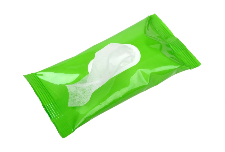 wet wipes in the package isolated on a white background