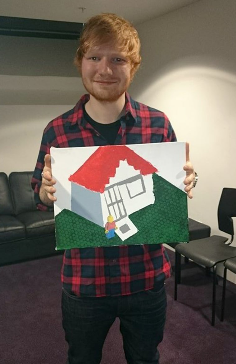 Sheeran with Papworth's painting.