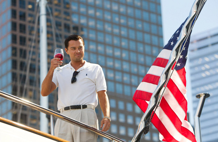 Leonardo DiCaprio as Jordan Belfort in a scene from \"The Wolf of Wall Street.\"
