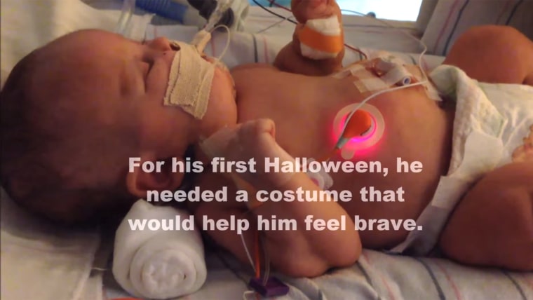 Hart wanted the costume to help his son \"feel brave\" while in the hospital.
