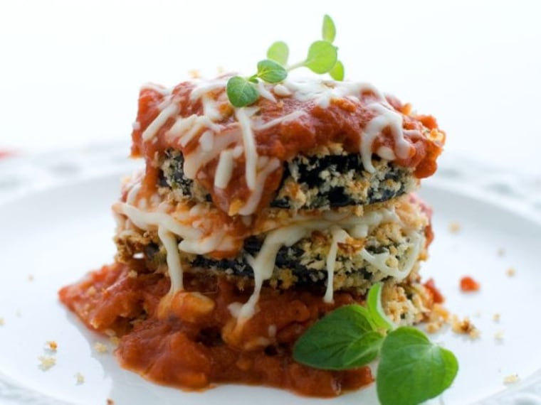 Baked Breaded Eggplant with Marinara