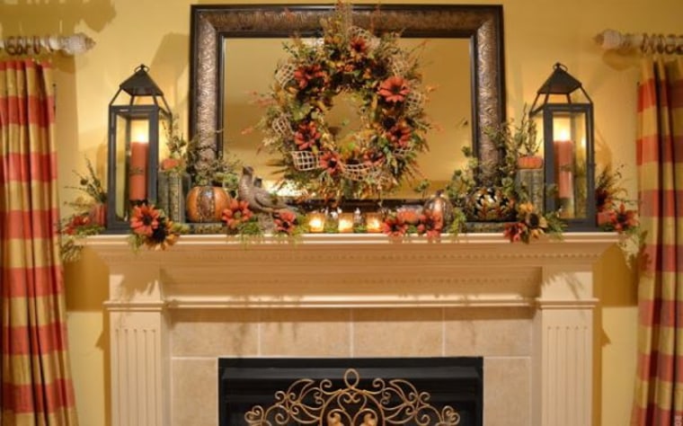 Warm and cozy fall mantel
