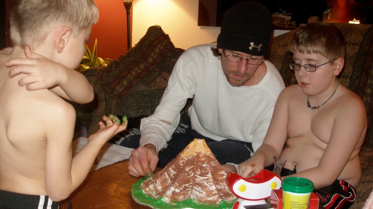 Landon Jones, right, with his family in 2013, before his eating problem arose