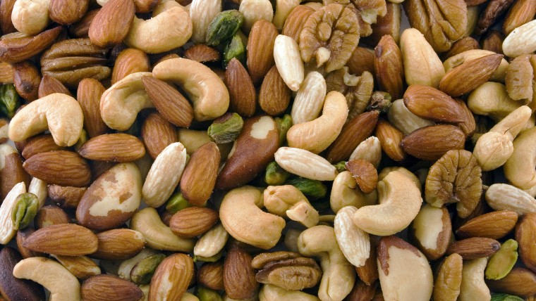 Assorted mixed nuts background