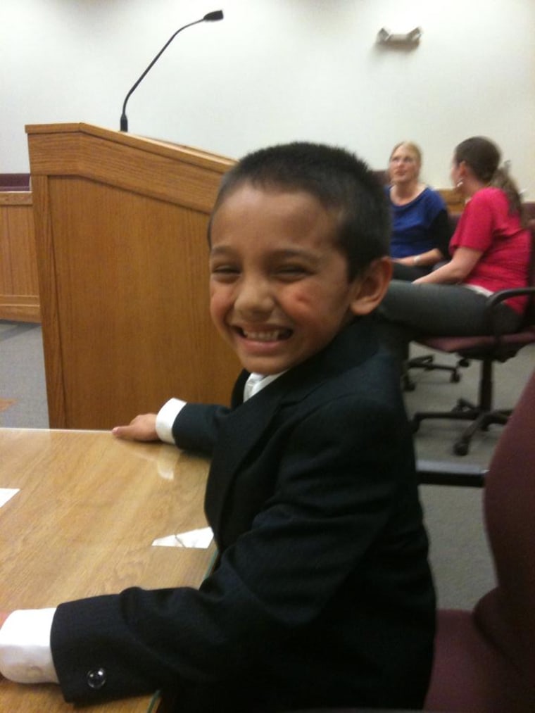 This is in court 3 years ago when we adopted him. We had him in our life prior to having him as a foster child. His life was turned upside down and we are blessed that we could adopt him.