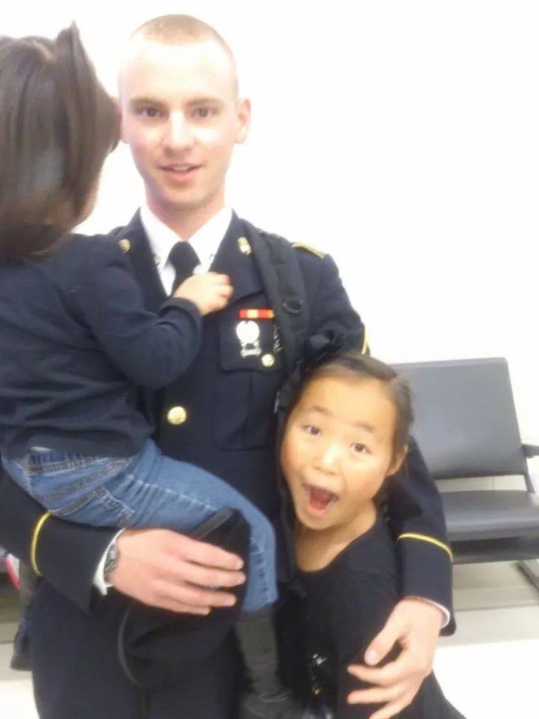 These two little sisters were REALLY happy to welcome their soldier brother home from 4 months away for Basic and Advanced Training... I'm a proud momma to 6, ages 20 down to 3. Adoption has changed our lives in so many beautiful ways!