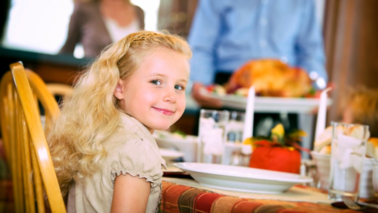 Thanksgiving: Little Girl Ready For Turkey Dinner; Shutterstock ID 215428762; PO: today.com