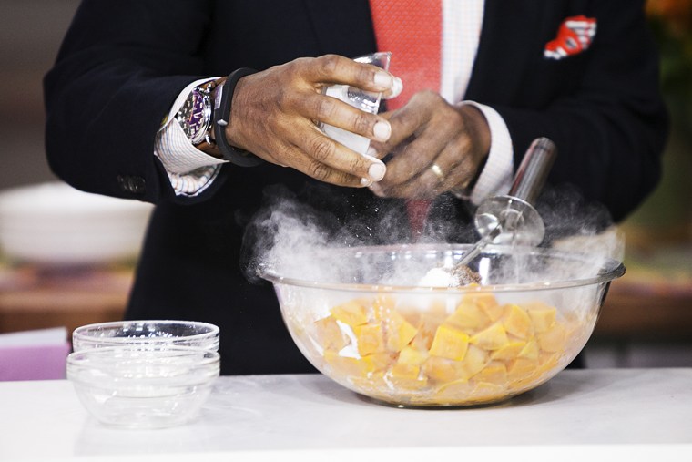 Al Roker prepares sweet potato poon on the Today show in New York, on Nov. 20, 2014.