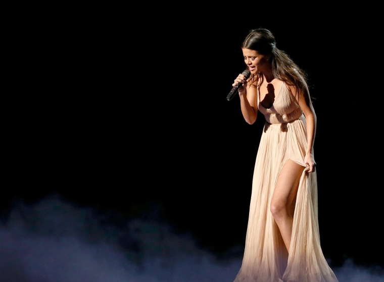 Selena Gomez gets emotional while performing at the Nokia Theatre.