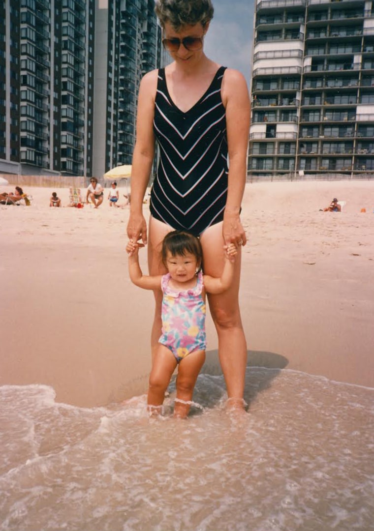 June 1987. My favorite photo of my mother and me, 2, in Ocean City, Maryland, where my family, and Mommom and Poppop, took our annual summer vacation.