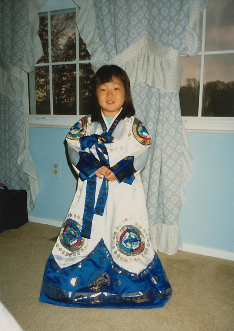 Me, at age 6, wearing a Hanbok, or a traditional Korean dress that might be worn during festivals or other gatherings.
