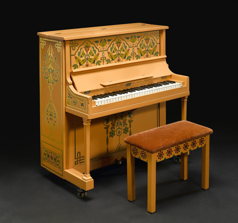 The famous painted upright piano from \"Casablanca,\" which was auctioned off complete with petrified gum wad.