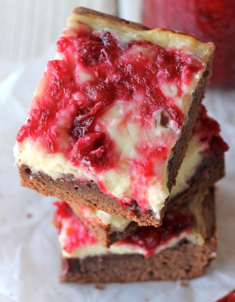 Cranberry sauce cheesecake brownies