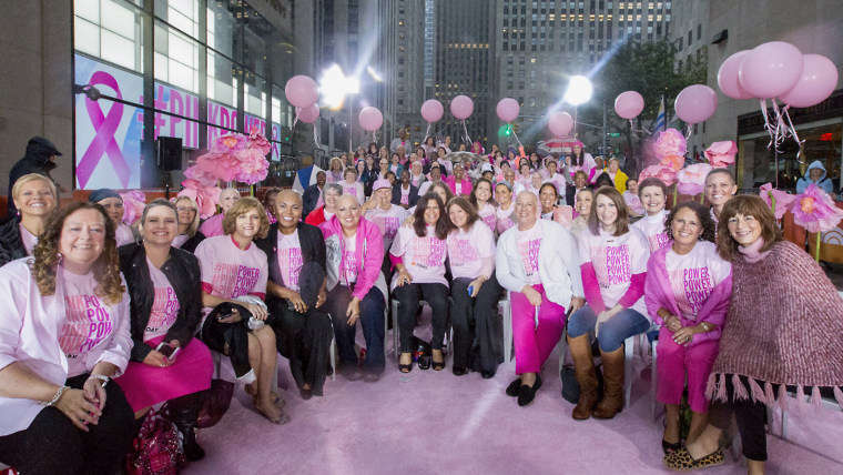 Breast cancer survivors and supporters show their #PinkPower on the plaza.