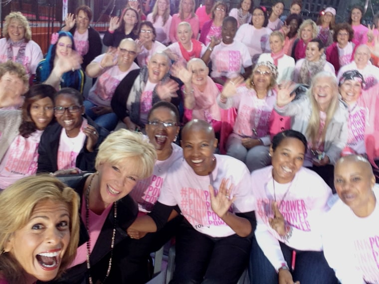 TODAY Show: The anchors show their Pink Power for breast cancer survivors and supporters in the plaza on October 1, 2014.